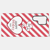Happy Valentine's Day Red Hearts Chalk Stripes Samsung Galaxy Hülle (Rückseite (Horizontal))