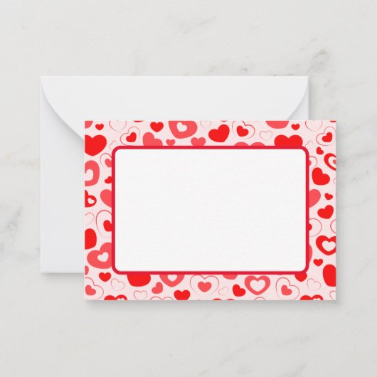 Happy Valentine's Day Red Hearts Flat Note Card Mitteilungskarte (Rückseite)
