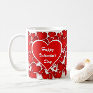 Happy Valentines Day Red Hearts Kaffeetasse