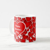 Happy Valentines Day Red Hearts Kaffeetasse (Vorderseite Links)