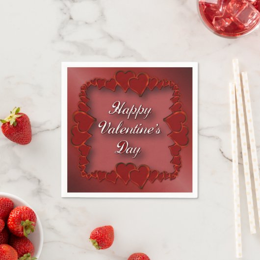 Happy Valentine's Day Red Hearts Napkins Serviette (Beispiel)