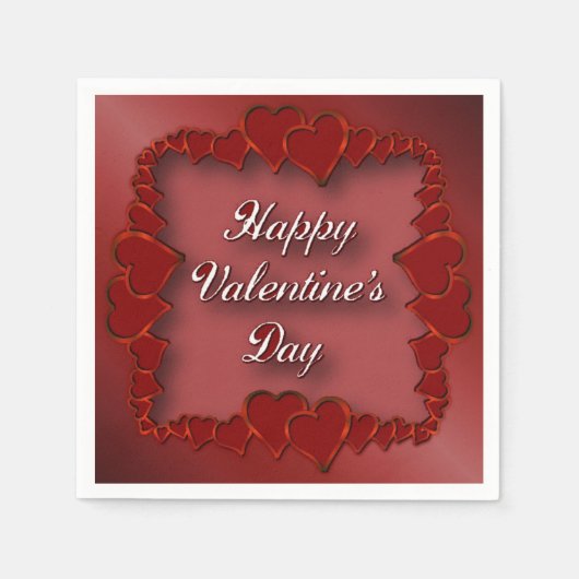 Happy Valentine's Day Red Hearts Napkins Serviette (Vorderseite)