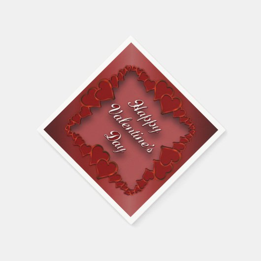 Happy Valentine's Day Red Hearts Napkins Serviette (Ecke)