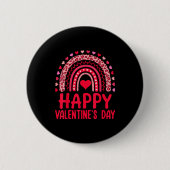 Happy Valentines Day Red Hearts Rainbow Leopard Wo Button (Vorderseite)