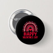 Happy Valentines Day Red Hearts Rainbow Leopard Wo Button (Vorne & Hinten)