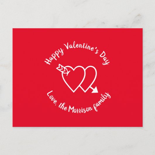 Happy Valentine's Day Red Herzen benutzerdefiniert Postkarte (Vorderseite)