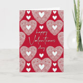 Happy Valentine's Day Red Lace Heart Card Karte (Vorderseite)