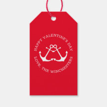 Happy Valentine's Day Red nautical anchors custom