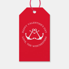 Happy Valentine's Day Red nautical anchors custom Geschenkanhänger
