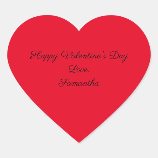 Happy Valentine's Day Red Personalize Herz-Aufkleber (Vorderseite)