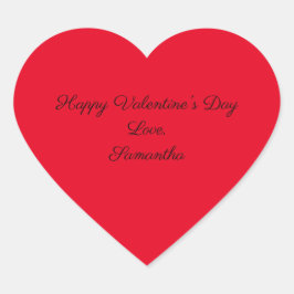 Happy Valentine's Day Red Personalize Herz-Aufkleber