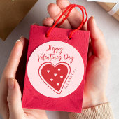 Happy Valentines Day red pink heart modern script Runder Aufkleber