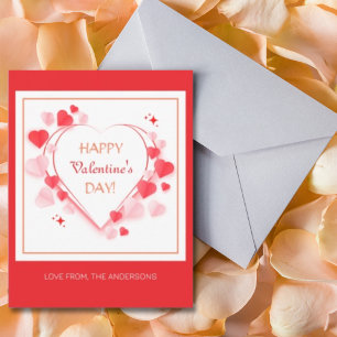 Happy Valentine's Day Red Pink Hearts Typografie Feiertagskarte