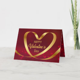 Happy Valentine's Day Red Ribbon Herz Gold Feiertagskarte