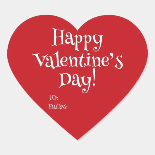 Happy Valentine's Day red to from blank niedlich Herz-Aufkleber (Vorderseite)