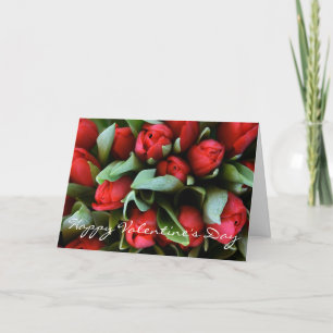 Happy Valentine's Day Red Tulips Bouquet Card Feiertagskarte