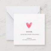 Happy Valentine's Day Red Watercolor Herz Mitteilungskarte (Rückseite)