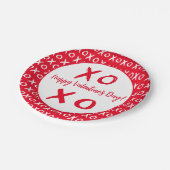 Happy Valentine's Day Red White XOXO Muster Pappteller (Schrägansicht)