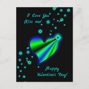 Happy Valentine's Day - Regenbogenherz mit Sternen Feiertagspostkarte