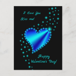 Happy Valentine's Day - Regenbogenherz mit Sternen Feiertagspostkarte