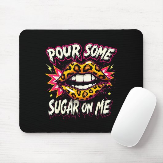 Happy Valentine's Day Retro Leopard Lips Ur Some S Mousepad (Mit Mouse)