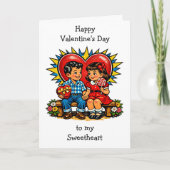 Happy Valentine's Day | Retro Pop Art Vintage Karte (Vorderseite)