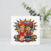 Happy Valentine's Day | Retro Pop Art Vintage Karte (Stehend Vorderseite)