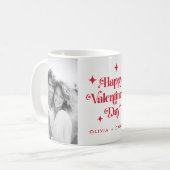 Happy Valentines day retro stars red photo Kaffeetasse (Vorderseite Links)
