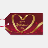 Happy Valentine's Day Ribbon Herz Gold Red Geschenkanhänger (Rückseite Horizontal)