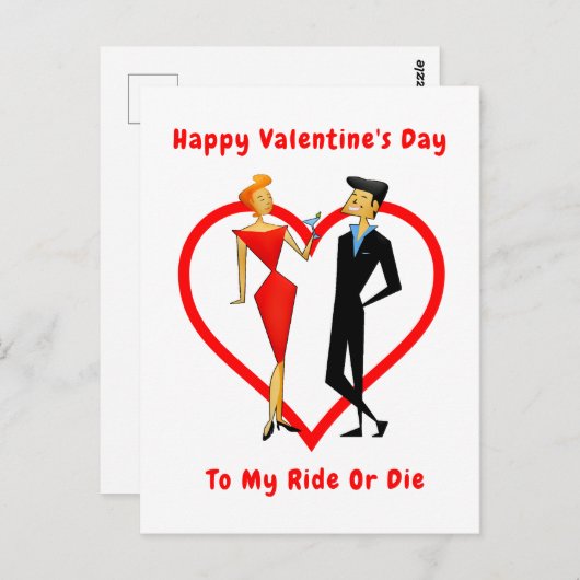 Happy Valentine's Day Ride oder Die Postkarte (Vorne/Hinten)