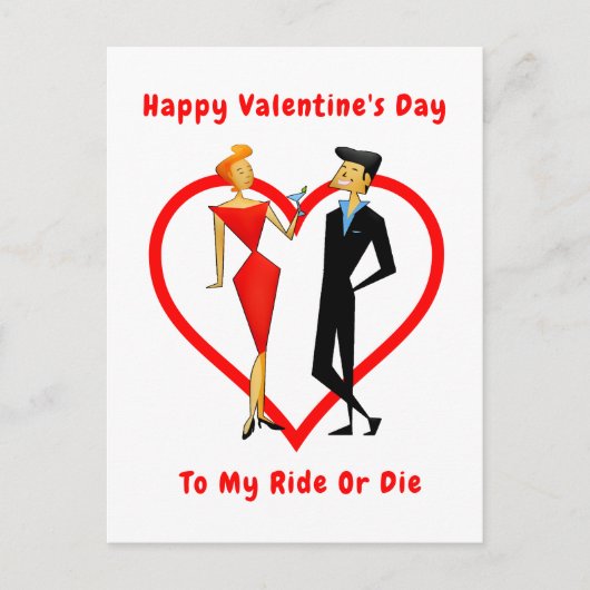 Happy Valentine's Day Ride oder Die Postkarte (Vorderseite)