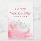 Happy Valentine's Day Romantic Glass Hearts Lebensmitteletikett (Einzelnes Label)