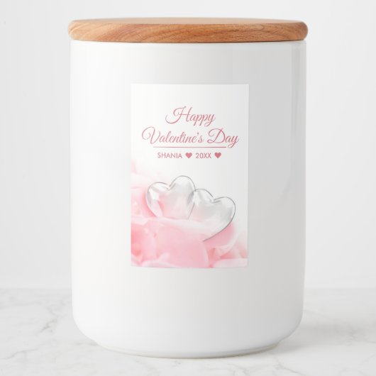 Happy Valentine's Day Romantic Glass Hearts Lebensmitteletikett (Vorderseite)