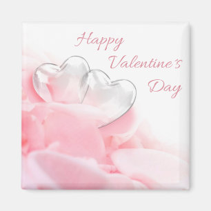 Happy Valentine's Day Romantic Glass Hearts Magnet
