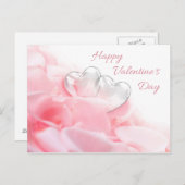 Happy Valentine's Day Romantic Glass Hearts Postkarte (Vorne/Hinten)