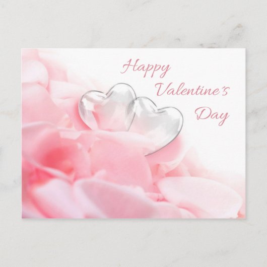 Happy Valentine's Day Romantic Glass Hearts Postkarte (Vorderseite)