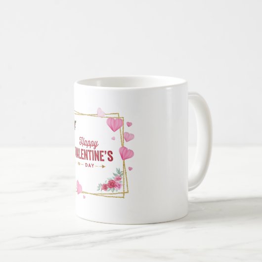Happy Valentine's Day – Romantic Heart Mug Kaffeetasse (VorderseiteRechts)