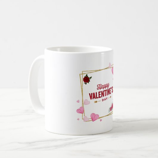 Happy Valentine's Day – Romantic Heart Mug Kaffeetasse (Vorderseite Links)
