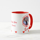 Happy Valentine's Day Romantic Red Hearts Foto Tasse (VorderseiteRechts)