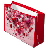 HAPPY VALENTINE'S DAY ROMANTIC RED HEARTS GROßE GESCHENKTÜTE (Vorderseite Schrägansicht)