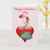 Happy Valentine's Day Romantische Meerjungfrau Karte (Gelbe Blume)