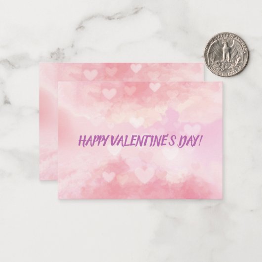 Happy Valentine's Day Romantische rosa Herzen Mitteilungskarte (Vorderseite/Rückseite Beispiel)