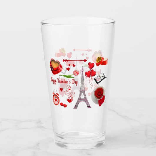 Happy Valentine's Day Romantisches Geschenk für Pa Glas (Vorderseite)