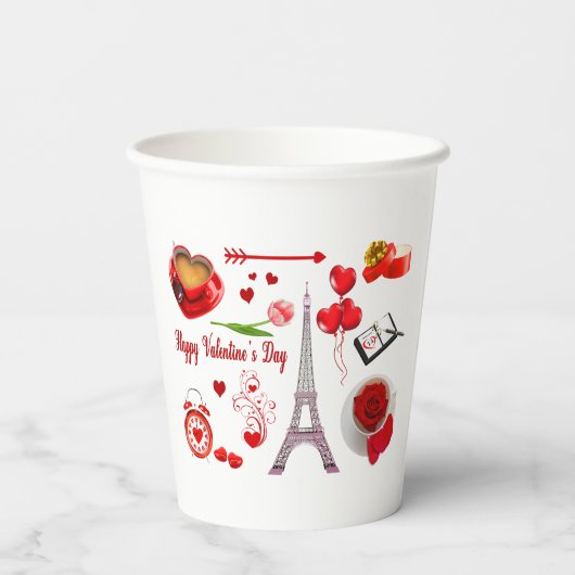 Happy Valentine's Day Romantisches Geschenk für Pa Pappbecher (Rückseite)