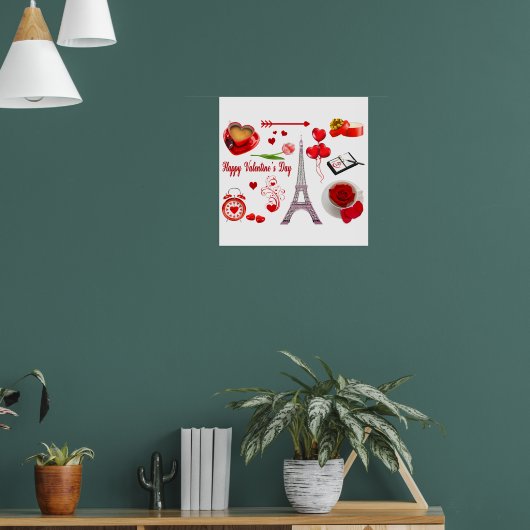 Happy Valentine's Day Romantisches Geschenk für Pa Poster (Wohnzimmer 1)