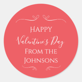 Happy Valentines Day Rosa aus Familienname Runder Aufkleber