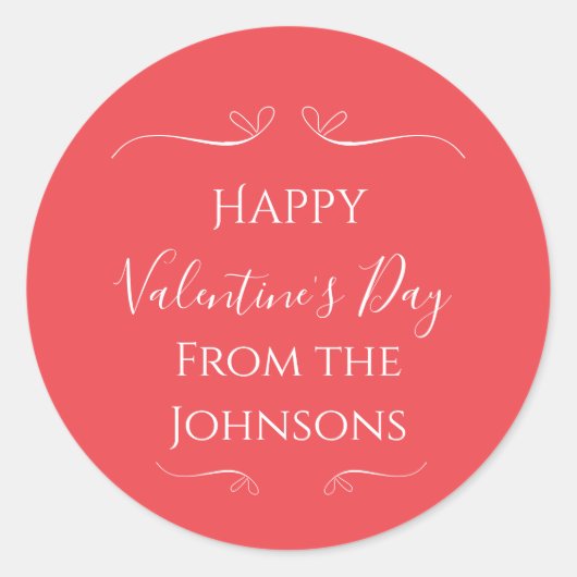 Happy Valentines Day Rosa aus Familienname Runder Aufkleber (Vorderseite)