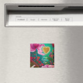 Happy Valentines Day - Rosa Blume und Herzen Magnet (In Situ (Geschirrspüler))
