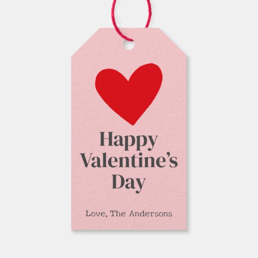 Happy Valentines Day Rosa Custom Geschenkanhänger (Rückseite)