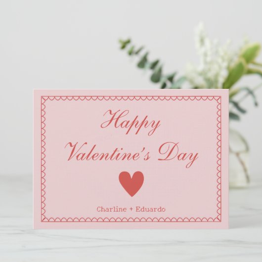 Happy Valentines Day Rosa Dankeskarte (Stehend Vorderseite)